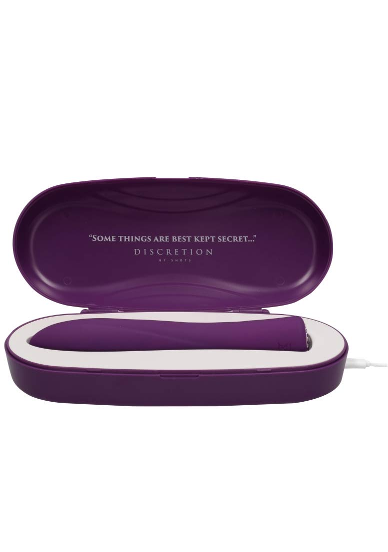 Discretion by Shots - Luxury Discrete Rechargeable Jeweled Vibrator with Charging Dock - 10 Speeds - Purple