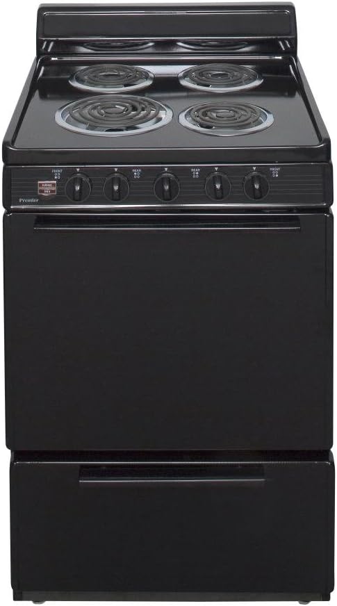 Premier ECK100BP 24" Freestanding Electric Range with 2.4 cu. ft. Capacity 4 Burners Two Heavy-Duty Oven Racks Closed Door Boiling Storage Drawer and Leveling Legs in