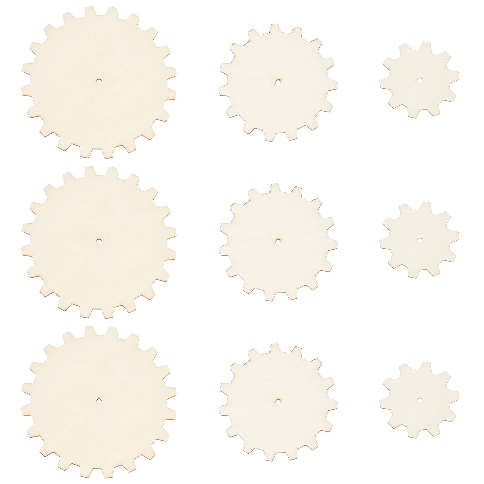 OLYCRAFT 15pcs Unfinished Wooden Gears Undyed Wood Pendants Gear Slices Steampunk Wood Gears Pieces Embellishments Unfinished Cutouts Gear Shape for DIY Crafting Decoration