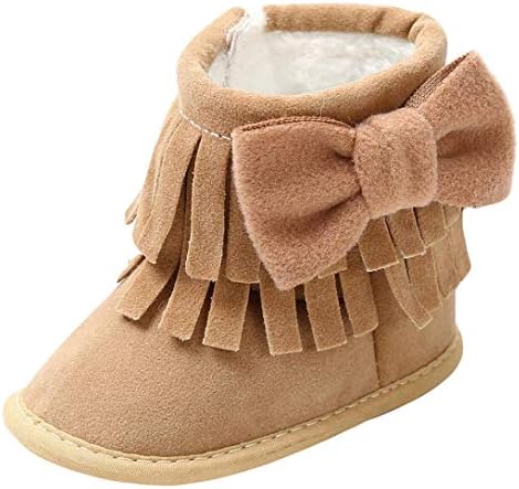 Goodtrade8 Clearance Unisex Baby Girl Snow Boots Toddler Boy Winter Warm Bowknot Double-Deck Tassels Shoes