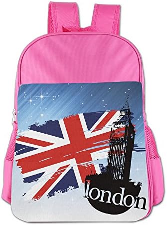 DS-CO Kid British Flag Big Ben Backpack Shoulder Bag Students Schoolbag For Girls&amp;Boys(2colors:Pink.Blue)