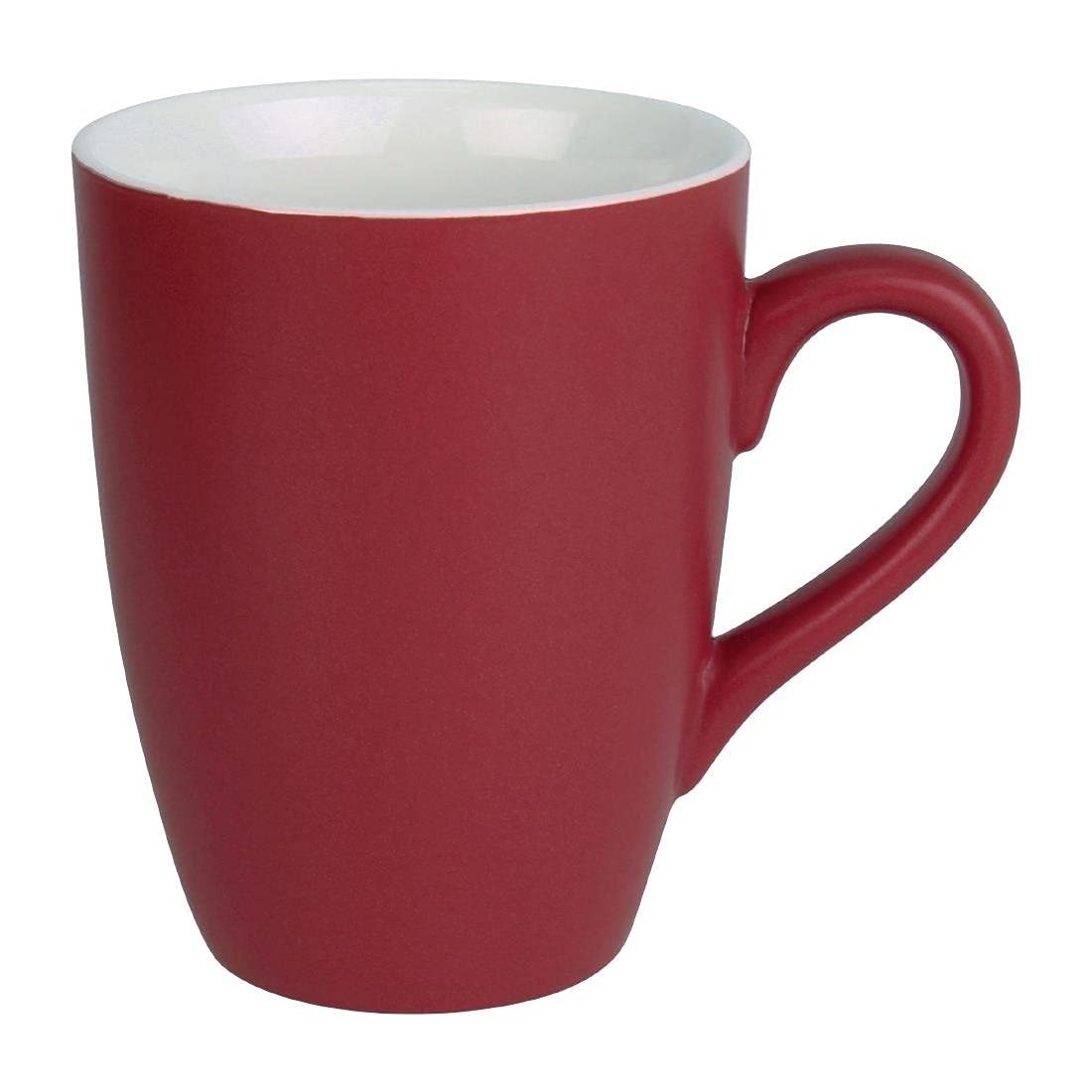 Olympia Matt Pastel Coffee Mug Set 340 ml/12 oz (Pack of 6), Red, Porcelain - Oven, Microwave & Dishwasher Safe CS043