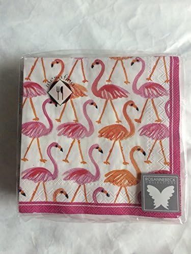 Mesafina Rose Garden Flamingos Beverage Napkins 40 Count