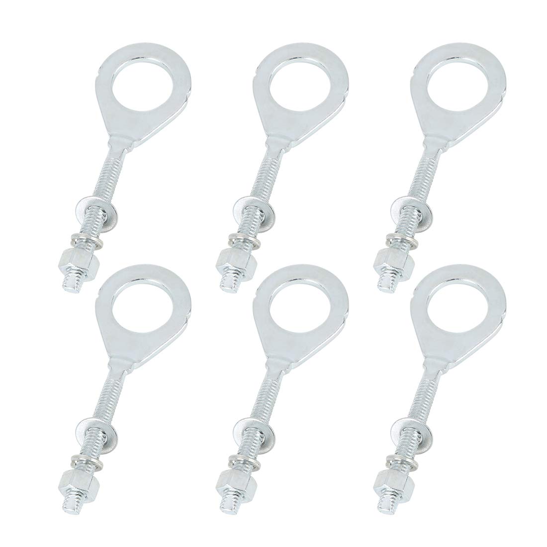F FIERCE CYCLE 3 Pairs 18mm Silver Tone Motorcycle Chain Axle Adjuster Tensioner