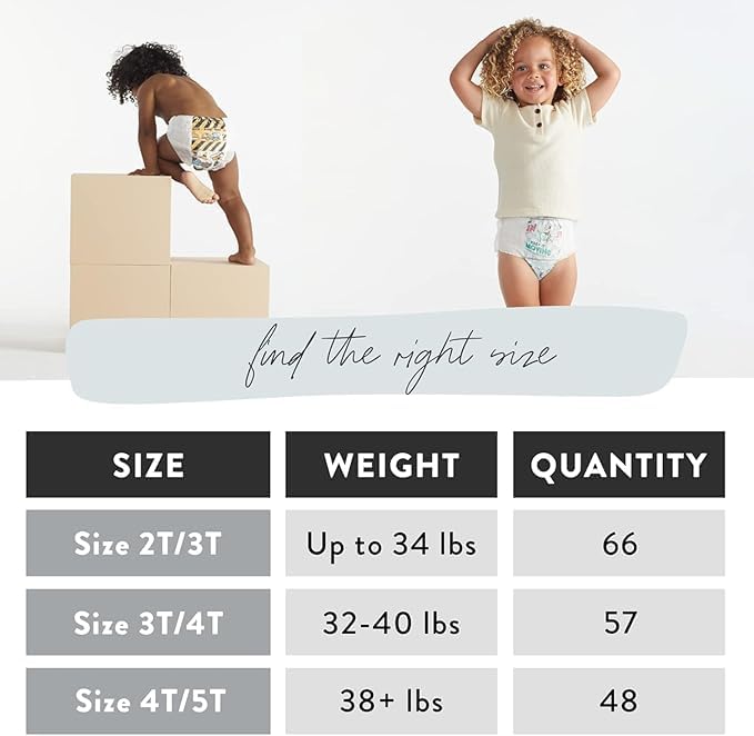 The Honest Company Clean Conscious Training Pants for Sensitive Skin | Hypoallergenic, Fragrance Free | Rompin' & Stompin' + Diggin' It | Size 3T/4T (32-40 lbs), 57 Count