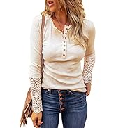 ROSKIKI Womens Crochet Hollow-Out Sleeve Button Down Ribbed Knitted Pullover Tops