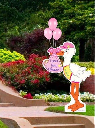 Cute News Outdoor Baby Shower Party Lawn Tall Stork Sign, Welcome It's a Girl Yard Decoration, Custom Newborn Announcement Art, Personalized Greeting Card, Special Delivery Banner, 4 feet Tall, Pink