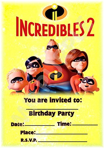 Disney The Incredibles 2 Birthday Party Invites Portrait Design