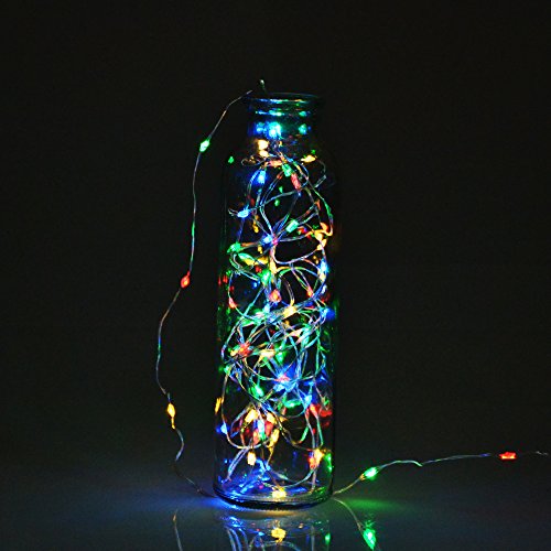 BOLWEO Colorful Battery Powered Led String Lights,Battery Operated Christmas Lights,10Ft Copper Wire 30 LEDs,Waterproof Indoor Outdoor Home Bedroom Decoration