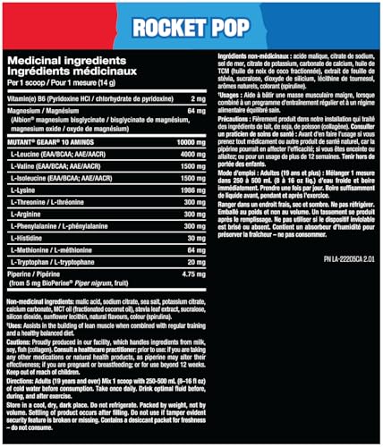 MUTANT GEAAR - Complete Essential Amino Acids | 10g EAAs + Arginine | Vegan | Electrolytes | No Synthetic Colors or Flavours | Muscle Recovery & Hydration | 420g | 30 Serves | Rocket Pop