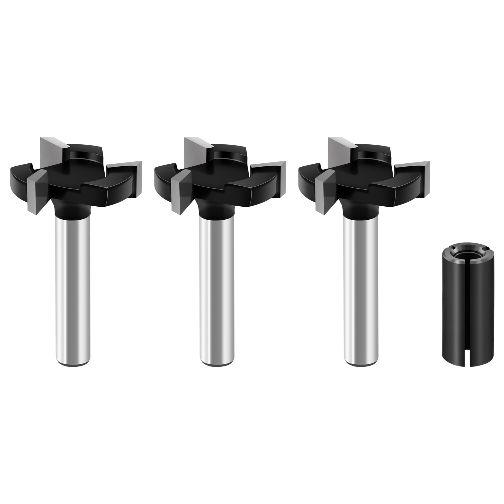 BGTEC CNC Spoilboard Surfacing Router Bits - Slab Flattening Router Bit 2PCS 6.35 MM Shank, 25 MM Cutting Diameter with Round Shank Carbide Tipped Wood Milling Cutter Woodworking Tools (3 Wings)