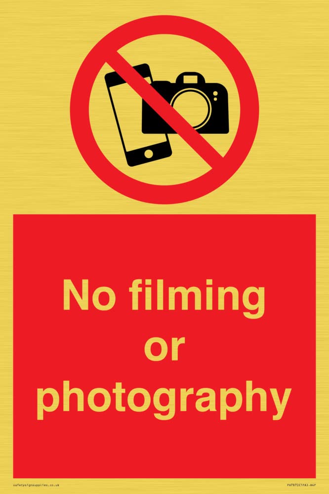 No filming or photography Sign - 200x300mm - A4P