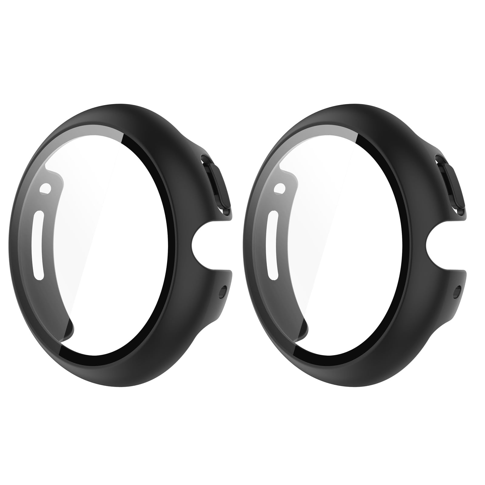 GMUJIAO [2 Pack Compatible with Google Pixel Watch 2 for Hard Protective Case,Full Screen Coverage Protective Case Cover,Screen Protector Built-in Tempered Glass[Anti-Scratch]-Black