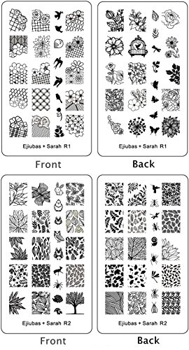 Ejiubas Double-sided Nature Nail Stamping Plates DIY Nail Art Flowers Leaves Animal for Nails Design 2 Count
