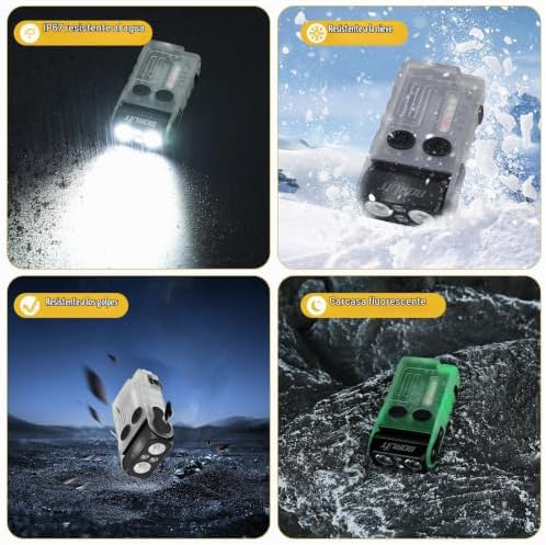 Lanterna Mini V20, Lanterna Rotativa de 180° com Luz UV de 365nm, Alarme de Buzzer de 110dB, 1000 Lúmens Super Brilhantes com 13 modos, Impermeabilizante IP67, para Caminhadas de Campismo (branca)