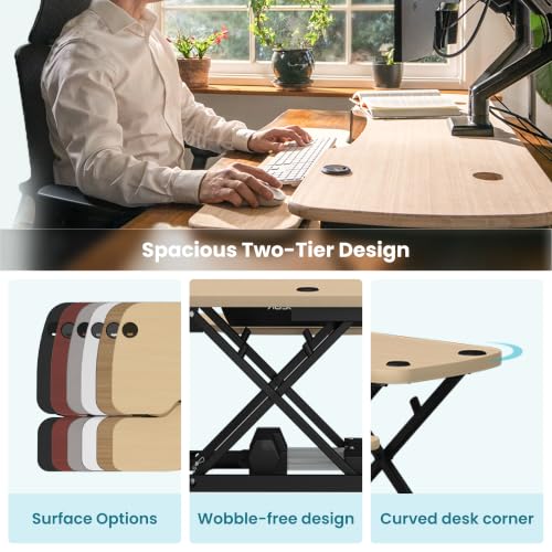 VERSADESK PowerPro 36 Inch Electric Standing Desk Converter – Push-Button Height Adjustable Sit to Stand Desk Riser for Dual Monitors & Laptop – Motorized Desktop Workstation with Wide Keyboard Tray