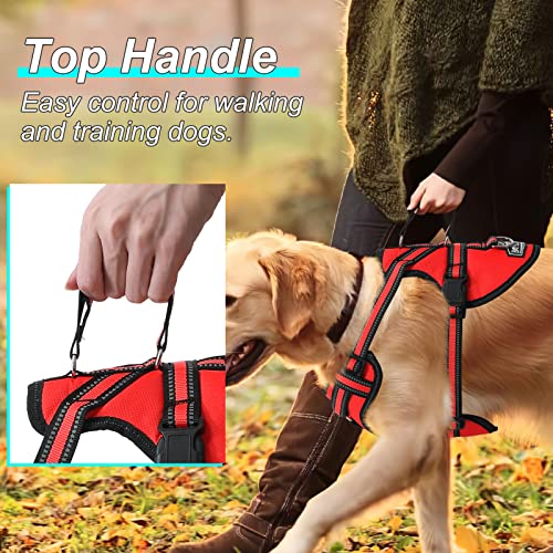 Bolux No Pull Dog Harness, Handmade Adjustable Pet Reflective Oxford Soft Vest Harness with Leash Clips for Small Medium Large Dogs, Pet No-Choke Harness with Nylon Handle