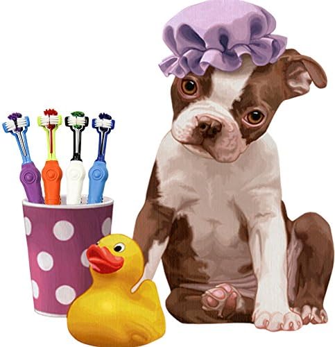 Midsummer Three-faced pet toothbrush, three-sided design, all-round clean pet teeth, suitable for different teeth and mouth shape, prevent tartar (Purple)
