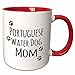3dRose Portuguese Water Dog Mom-Doggie by breed-muddy brown paw print Mug, 11 oz, Red
