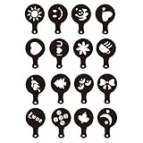 Sealike 2015 New Coffee Stencils Latte Art Template Cappuccino Art Stencils Pack of 16 with Stylus