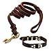 FAIRWIN Braided Leather Dog Training Leash 6 Foot - Dog Leather Leashes Heavy Duty for Large Medium Dogs (Brown, L:3/4