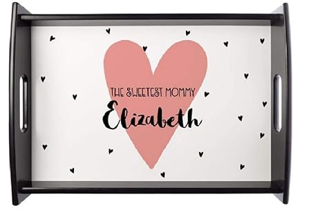 YourSurprise Tablett personalisiert - Tablett zum Muttertag mit edlem Holzrahmen, personalisiert mit Namen und Text (Mittel)