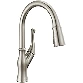 Delta Ophelia Brushed Nickel Kitchen Faucet with Pull Down Sprayer, Modern Single Hole Kitchen Sink Faucet, Single Handle, SpotShield Stainless 19888Z-SP-DST
