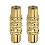 HTTX Premium Female to Female RCA Connector A/V Joiner Video and Audio Coupler Metal Adapter Component Gold Plated (2-Pack)