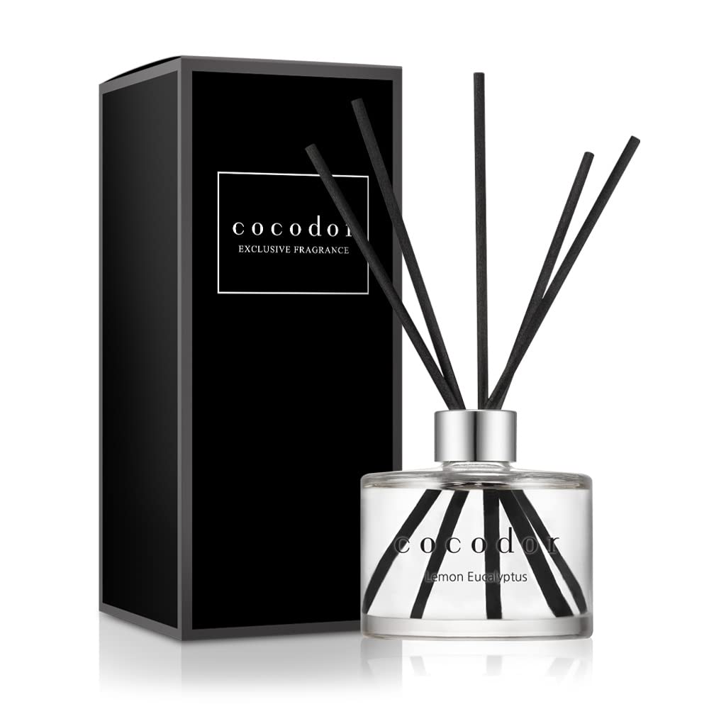 [COCODOR/Lemon Eucalyptus] Signature Reed diffusers Oil with a Set of 5 Fiber Sticks, 200ml, Best for Home, Kitchen, Bathroom. A Wide Variety of scents for Aromatherapy, Good for Gifts.