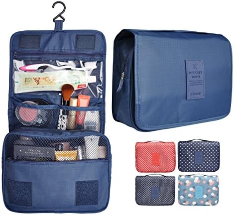 Portable Waterproof Travel Cosmetic Bag - Lady Color Portable Travel Makeup Kit Organizer Bathroom Storage Cosmetic Bag Carry Case Toiletry Bag with Hanging Hook