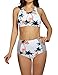 ADFOLF Women's High Waist Bikini Set Bathing Suit 2 Piece Padding Swimsuit Cute Print L