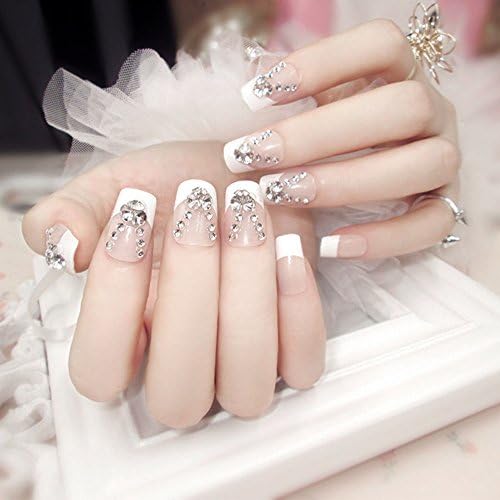 Elegant And Simple French Style Wedding Ceremony Nail Salon girl False Nails Tips 24 Pieces Set