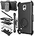 E LV Galaxy Note 4 Case Holster Case Cover - Dual Layer Armor Defender Protective Case Cover with kickstand and Belt Swivel Clip for Samsung Galaxy Note 4 Case with 1 Stylus and 1 Screen Protector - BLACK