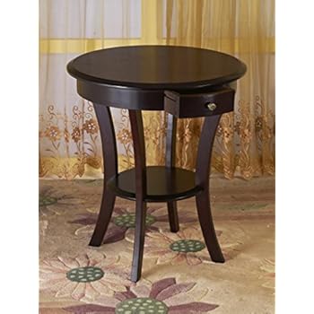 round table wood end drawer shelf walmart craft frenchi furnishing espresso furniture