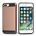 Anuck Case for iPhone 7 Plus Case, for iPhone 8 Plus Case, Shockproof Wallet Case [Card Pocket][Slide Cover] Anti-Scratch Protective Shell Armor Rubber Bumper Case with Card Slot Holder - Rose Gold