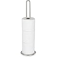 Spectrum Euro Toilet Tissue Holder (Satin Nickel) - Free-Standing Toilet Paper Roll Reserve & Storage for Bathroom