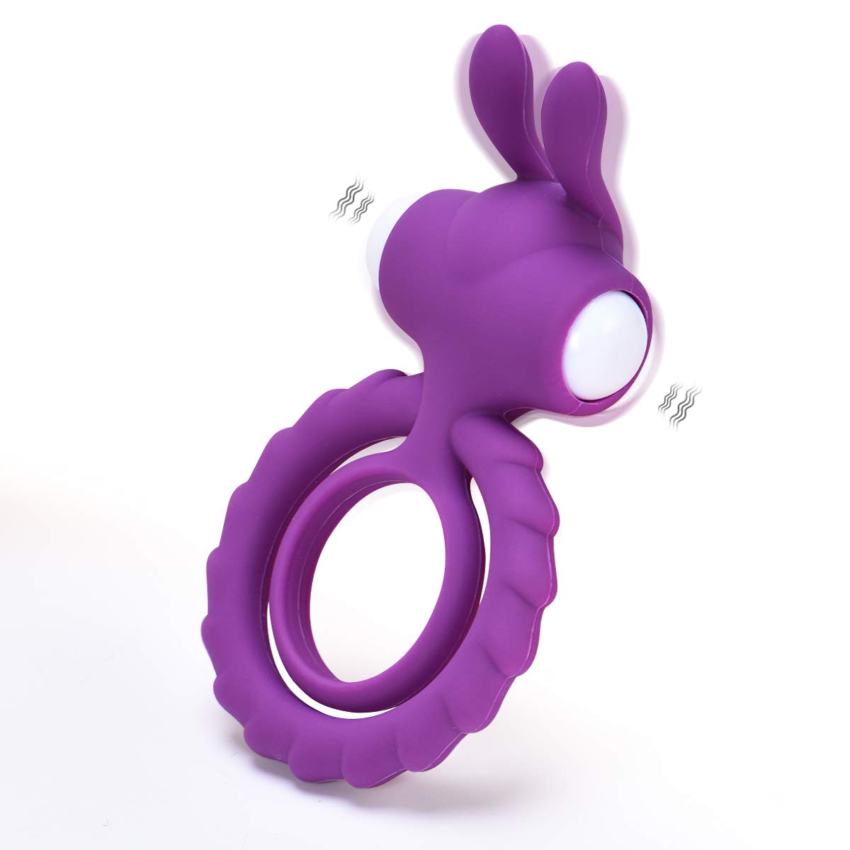 Electric Penis Ring, Yuechao Electric Male Ring with Mini Bullet for Couples Play Men\'s Vibrating Cock Ring Waterproof for Longer Harder Erection (Purple Rabbit)