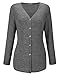 VOTEPRETTY Women's V-Neck Long Sleeves Button Down Tie Front Knot Casual Loose Shirt Tops(Gray,M)