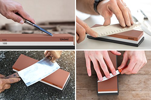 Whetstone Knife Sharpener, Unimi Professional Sharpening Stone Water Stone For Knives (600/1000 Grit)
