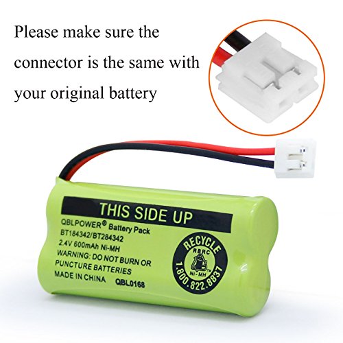 QBLPOWER BT8001 BT184342 BT284342 BATT-6010 Battery Pack Compatible with AT&T BT18433 BT28433 BT8000 BT8300 Uniden BT1011 BT1018 Vtech 89-1326-00-00/89-1330-01-00/Empire CPH-515D 2.4V NiMH(Pack of 4) - Thumbnail 3