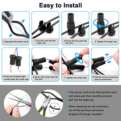 Fntek 24 Pack Low Voltage Landscape Light Wire Connector Outdoor 1420