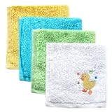 Luvable Friends 4 Pack Super-Soft Washcloths, Yellow Duck