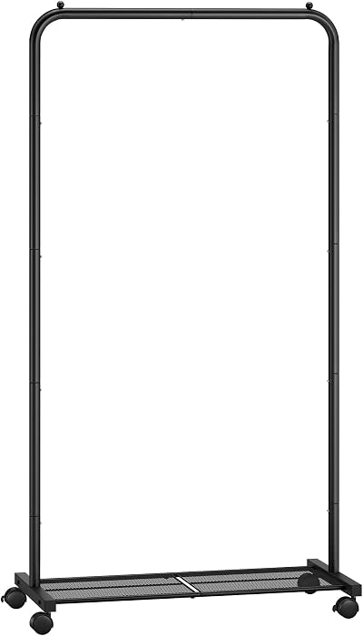 SONGMICS Clothes Rack on Wheels 74 cm Long With Storage Shelf Black HSR130B01