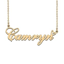 HUAN XUN 18K Gold Plated Name Necklace Camryn for