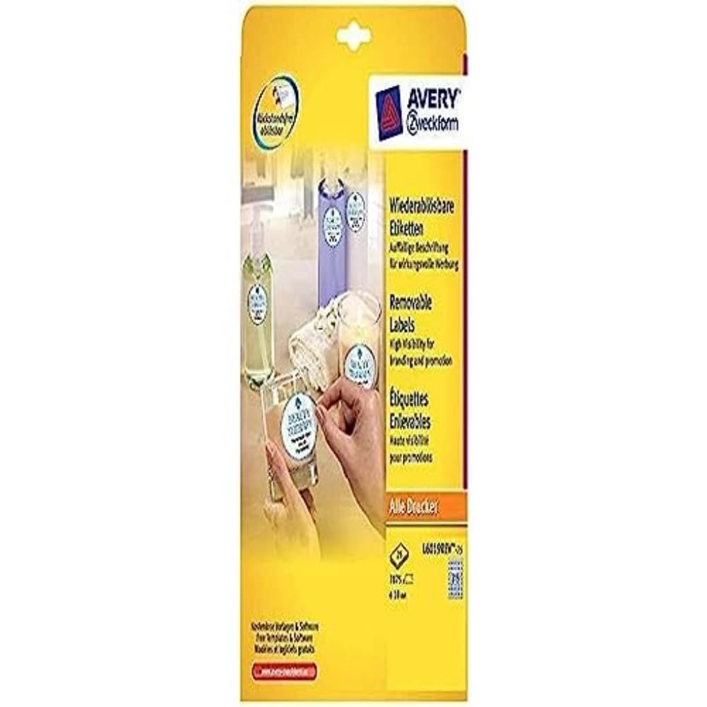 Avery Zweckform L6019REV-25 Removable Labels Round for Numbering or as Inscribable Marking Points, Diameter 10 mm 25 Sheets — image 1