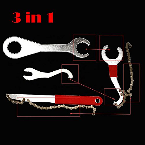 Mmrm 3 in 1 Bike Bicycle Chain Whip Bottom Bracket Freewheel Wrench Lockring Tool - Thumbnail 7