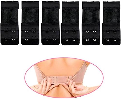 6pcs Black Bra Strap Extender Clasp Hook Low Back Backless Converter Adjustable