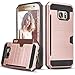 Galaxy S7 Case, TILL(TM) Wallet Case [Card Pocket] Shockproof Dual Protective Shell Rubber Bumper w/Card Holder Slot Kickstand Case Cover for Samsung Galaxy S7 S VII G930 GS7 All Carrier [Rose Gold]
