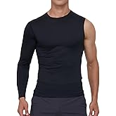 Smatstyle Men's Compression Shirts Single Arm Long Sleeve Basketball Athletic Workout Shirt Tops Baselayer Undershirt