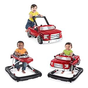 Bright Starts Ford F-150 Ways to Play 4-in-1 Baby Activity Push Walker, Red, Age 6 months+